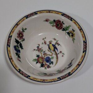 Syracuse China Dewitt Clinton Pilgrim 6" Rim Cereal Bowl Floral Bird Vintage USA